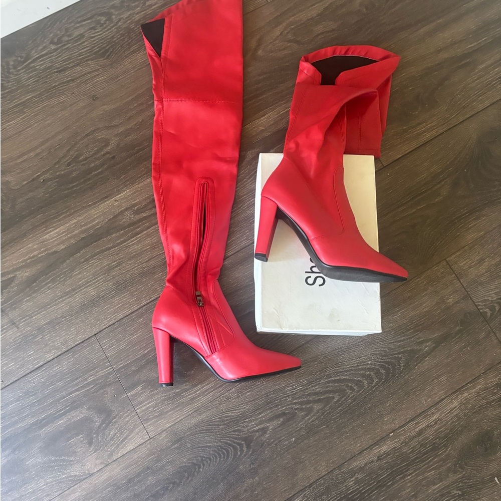 Red Knee-High Women's Boots